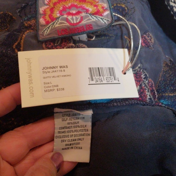 Nwt Johnny Was embroidered Velvet Kimono size L - Picture 8 of 8